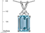 Star K  Emerald Cut 10x8 mm Genuine Sky Blue Topaz Pendant Necklace