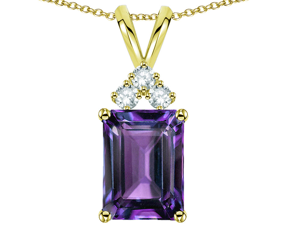 Star K  Emerald Cut 10x8 mm Simulated Alexandrite Pendant Necklace