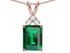 Star K  Emerald Cut 10x8 mm Simulated Emerald Pendant Necklace