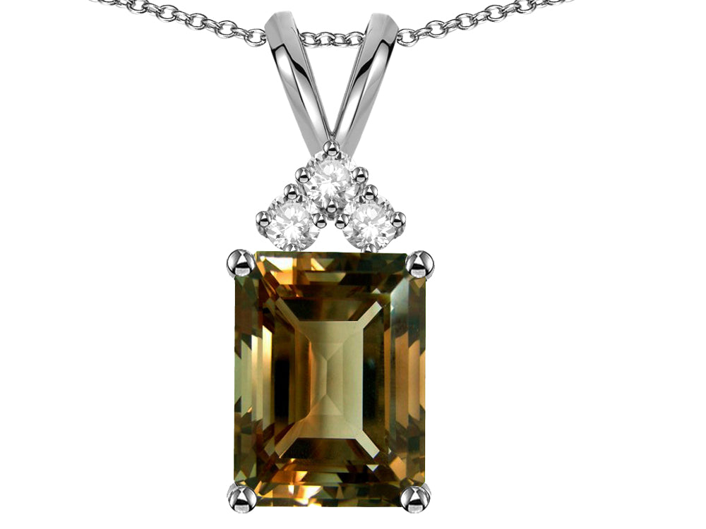 Star K  Emerald Cut 10x8 mm Genuine Smoky Quartz Pendant Necklace