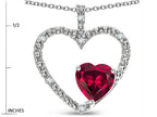 Star K  Open Heart Pendant Necklace with 6mm Heart Shaped Created Ruby Stone