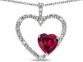Star K  Open Heart Pendant Necklace with 6mm Heart Shaped Created Ruby Stone