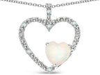 Star K  Open Heart Pendant Necklace with 6mm Heart Shaped Genuine Opal Stone