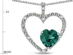 Star K  Open Heart Pendant Necklace with 6mm Heart Shaped Simulated Emerald Stone