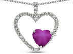 Star K  Open Heart Pendant Necklace with 6mm Heart Shaped Created Star Ruby Stone