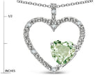 Star K  Open Heart Pendant Necklace with 6mm Heart Shaped Genuine Green Amethyst Stone
