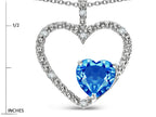 Star K  Open Heart Pendant Necklace with 6mm Heart Shaped Genuine Blue Topaz Stone