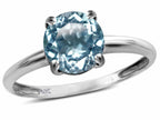 Star K  Simulated Aquamarine Round 7mm Classic Solitaire Engagement Promise Ring