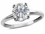 Star K  Genuine White Topaz Round 7mm Classic Solitaire Engagement Promise Ring