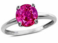 Star K  Simulated Pink Tourmaline Round 7mm Classic Solitaire Engagement Promise Ring