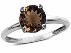 Star K  Genuine Smoky Quartz Round 7mm Classic Solitaire Engagement Promise Ring