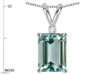 Star K  Classic Octagon Emerald Cut 8x6mm Simulated Aquamarine Pendant Necklace