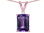 Star K  Classic Octagon Emerald Cut 8x6mm Simulated Alexandrite Pendant Necklace
