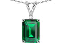 Star K  Classic Octagon Emerald Cut 8x6mm Simulated Emerald Pendant Necklace