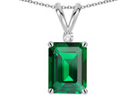 Star K  Classic Octagon Emerald Cut 8x6mm Simulated Emerald Pendant Necklace