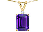 Star K  Classic Octagon Emerald Cut 8x6mm Genuine Amethyst Pendant Necklace