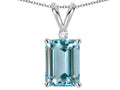 Star K  Classic Octagon Emerald Cut 8x6mm Genuine Sky Blue Topaz Pendant Necklace