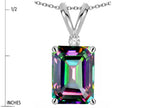 Star K  Classic Octagon Emerald Cut 8x6mm Rainbow Mystic Topaz Pendant Necklace