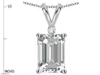 Star K  Classic Octagon Emerald Cut 8x6mm Genuine White Topaz Pendant Necklace
