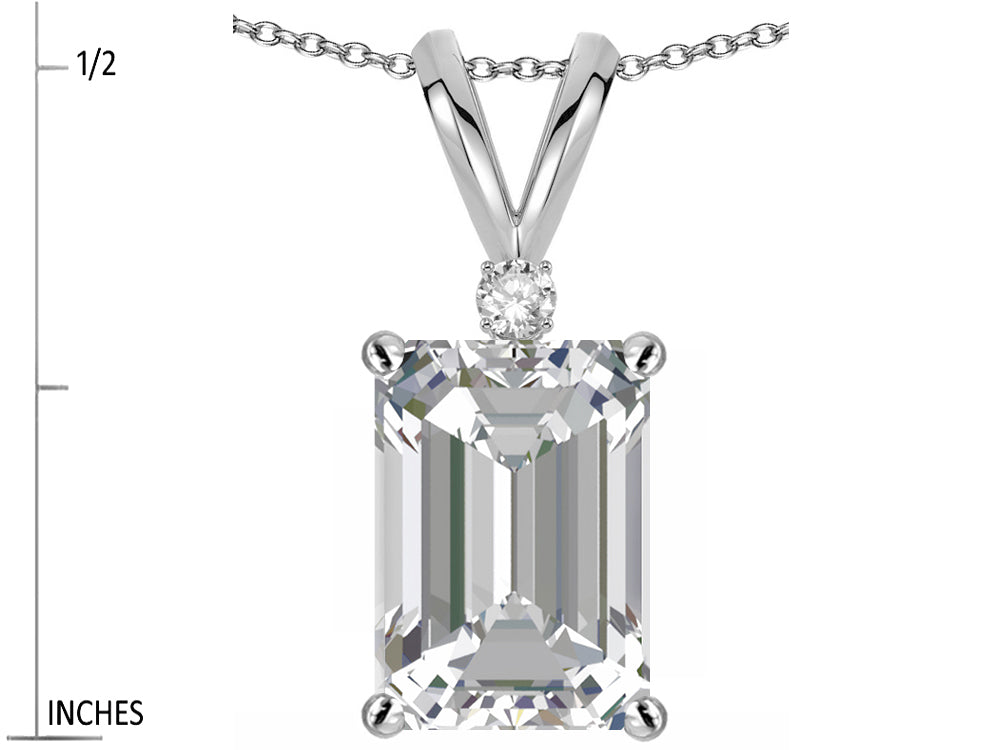 Star K  Classic Octagon Emerald Cut 8x6mm Genuine White Topaz Pendant Necklace