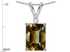 Star K  Classic Octagon Emerald Cut 8x6mm Genuine Smoky Quartz Pendant Necklace