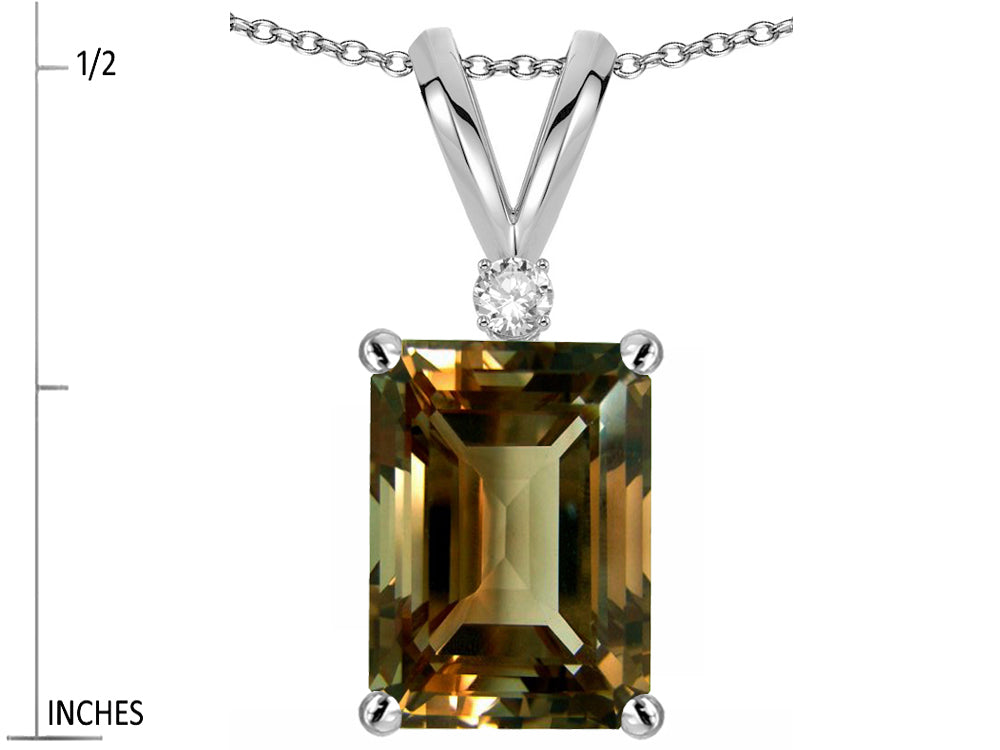 Star K  Classic Octagon Emerald Cut 8x6mm Genuine Smoky Quartz Pendant Necklace