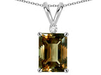 Star K  Classic Octagon Emerald Cut 8x6mm Genuine Smoky Quartz Pendant Necklace