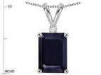 Star K  Classic Octagon Emerald Cut 8x6mm Genuine Black Sapphire Pendant Necklace