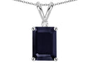 Star K  Classic Octagon Emerald Cut 8x6mm Genuine Black Sapphire Pendant Necklace