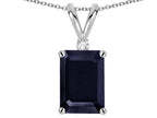 Star K  Classic Octagon Emerald Cut 8x6mm Genuine Black Sapphire Pendant Necklace