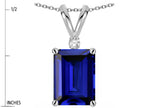 Star K  Classic Octagon Emerald Cut 8x6mm Created Sapphire Pendant Necklace