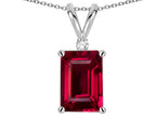 Star K  Classic Octagon Emerald Cut 8x6mm Created Ruby Pendant Necklace