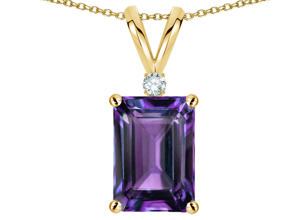 Star K  Classic Octagon Emerald Cut 8x6mm Simulated Alexandrite Pendant Necklace
