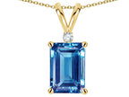 Star K  Classic Octagon Emerald Cut 8x6mm Genuine Blue Topaz Pendant Necklace