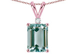 Star K  Classic Octagon Emerald Cut 8x6mm Simulated Aquamarine Pendant Necklace