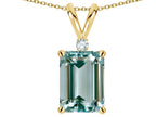 Star K  Classic Octagon Emerald Cut 8x6mm Simulated Aquamarine Pendant Necklace