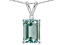 Star K  Classic Octagon Emerald Cut 8x6mm Simulated Aquamarine Pendant Necklace