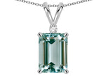 Star K  Classic Octagon Emerald Cut 8x6mm Simulated Aquamarine Pendant Necklace