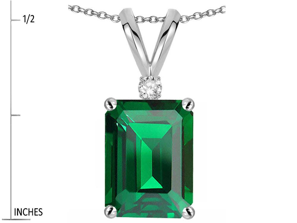 Star K  Classic Octagon Emerald Cut 8x6mm Simulated Emerald Pendant Necklace