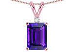 Star K  Classic Octagon Emerald Cut 8x6mm Genuine Amethyst Pendant Necklace