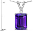 Star K  Classic Octagon Emerald Cut 8x6mm Genuine Amethyst Pendant Necklace