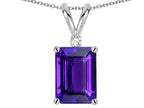 Star K  Classic Octagon Emerald Cut 8x6mm Genuine Amethyst Pendant Necklace