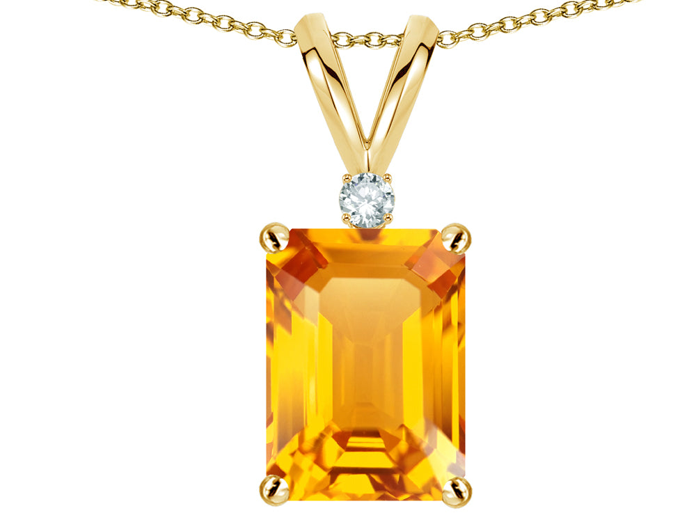 Star K  Classic Octagon Emerald Cut 8x6mm Genuine Citrine Pendant Necklace