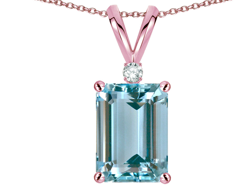 Star K  Classic Octagon Emerald Cut 8x6mm Genuine Sky Blue Topaz Pendant Necklace