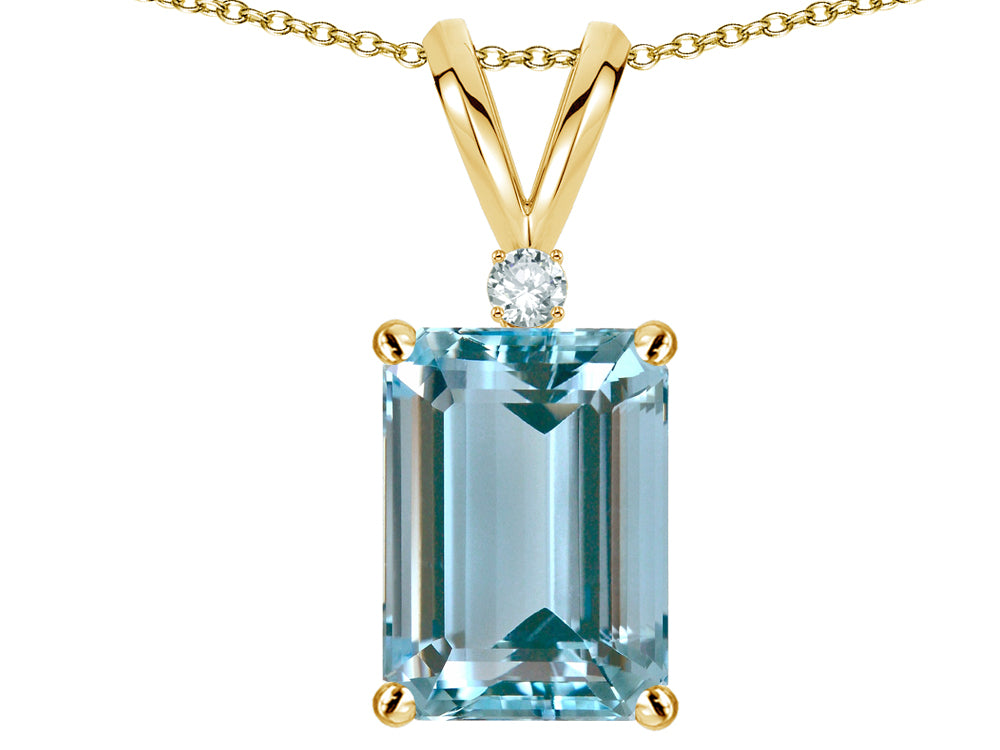 Star K  Classic Octagon Emerald Cut 8x6mm Genuine Sky Blue Topaz Pendant Necklace