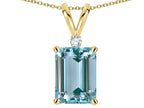 Star K  Classic Octagon Emerald Cut 8x6mm Genuine Sky Blue Topaz Pendant Necklace