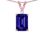 Star K  Classic Octagon Emerald Cut 8x6mm Genuine Iolite Pendant Necklace