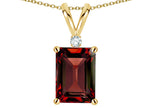 Star K  Classic Octagon Emerald Cut 8x6mm Genuine Garnet Pendant Necklace