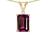 Star K  Classic Octagon Emerald Cut 8x6mm Genuine Rhodolite Pendant Necklace