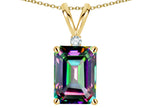 Star K  Classic Octagon Emerald Cut 8x6mm Rainbow Mystic Topaz Pendant Necklace
